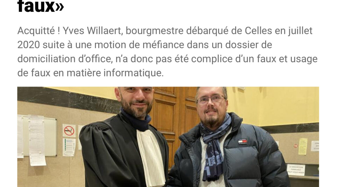 Yves Willaert acquitté -Julien Uyttendaele