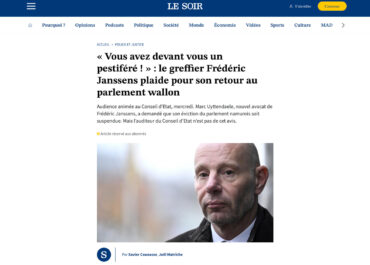 Marc Uyttendaele, nouvel avocat du greffier Frédéric Janssens, a demandé que son éviction du parlement wallon soit suspendue.