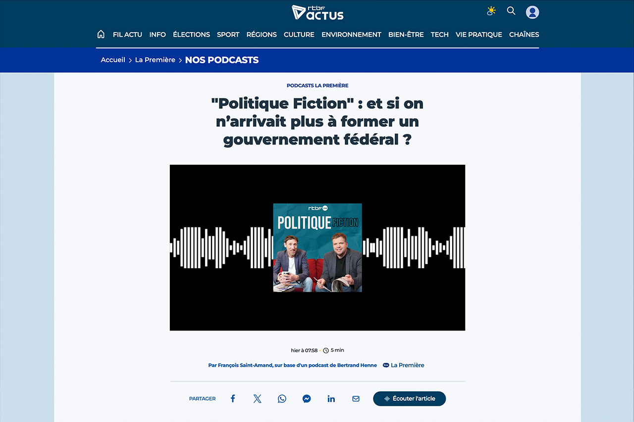 "Politique Fiction" : et si on n’arrivait plus à former un gouvernement fédéral ? Marc Uyttendaele