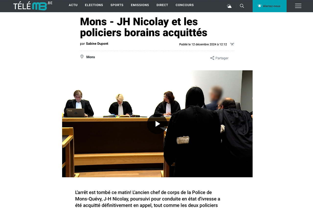 Marc Uyttendaele - Mons - JH Nicolay et les policiers borains acquittés