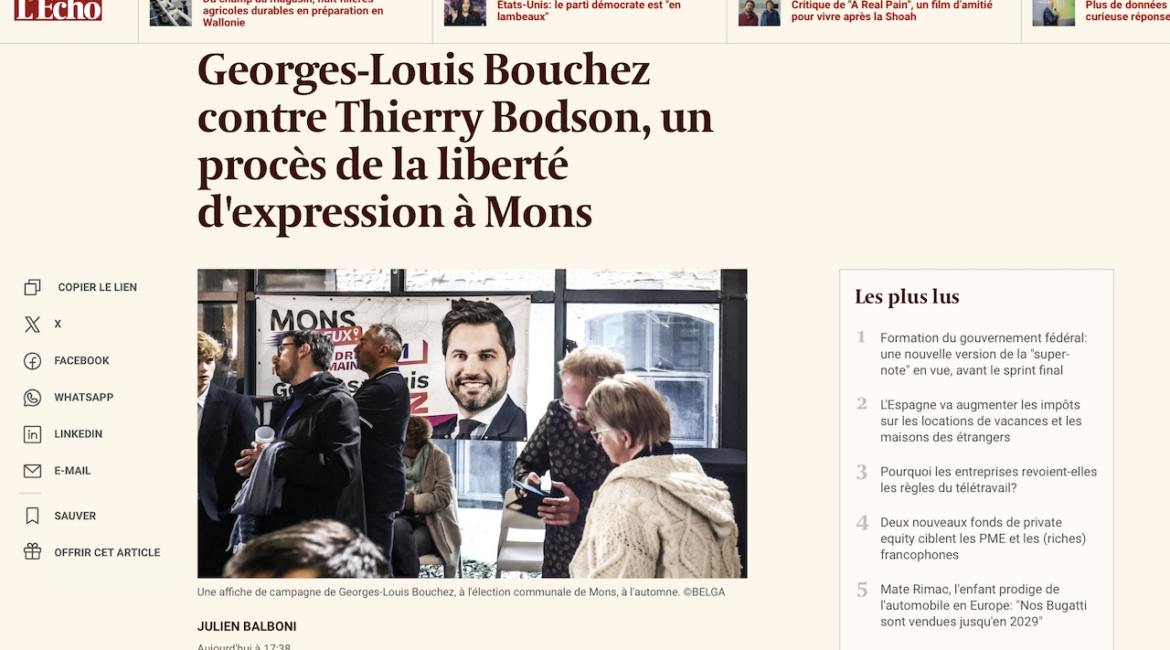 Georges-Louis Bouchez contre Thierry Bodson, un procès de la liberté d'expression à Mons