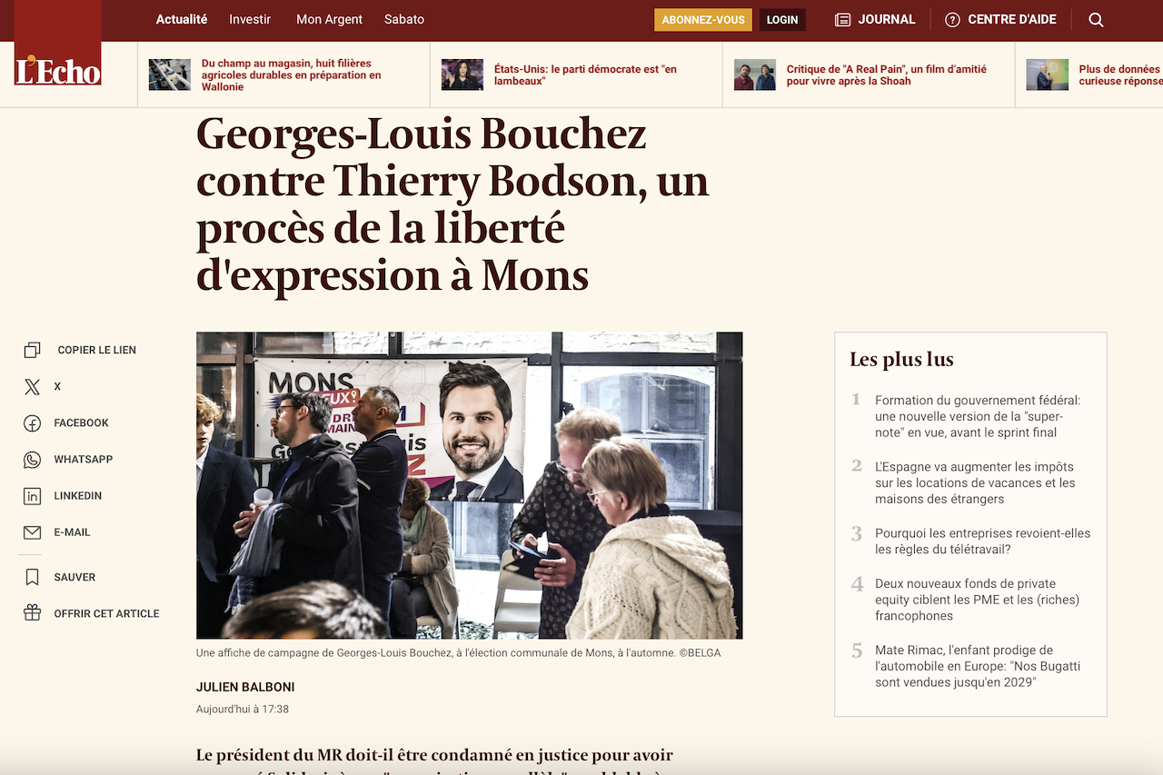 Georges-Louis Bouchez contre Thierry Bodson, un procès de la liberté d'expression à Mons